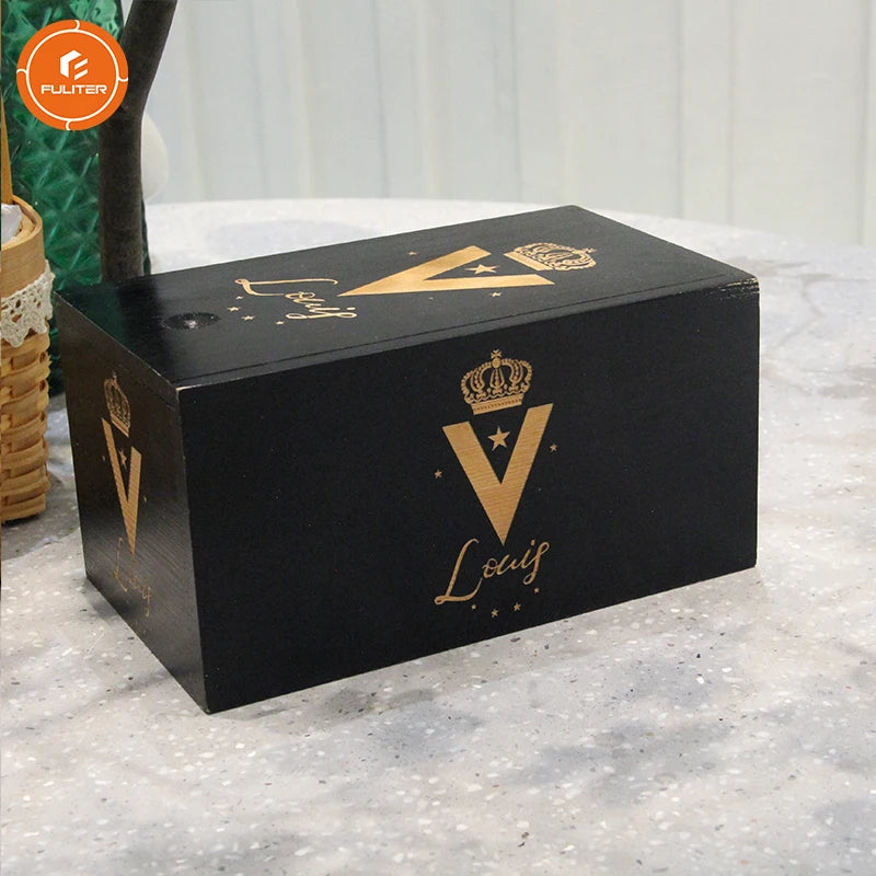 Wholesale Custom Design Sliding Lid Gift Package Black Wooden Cigar Box