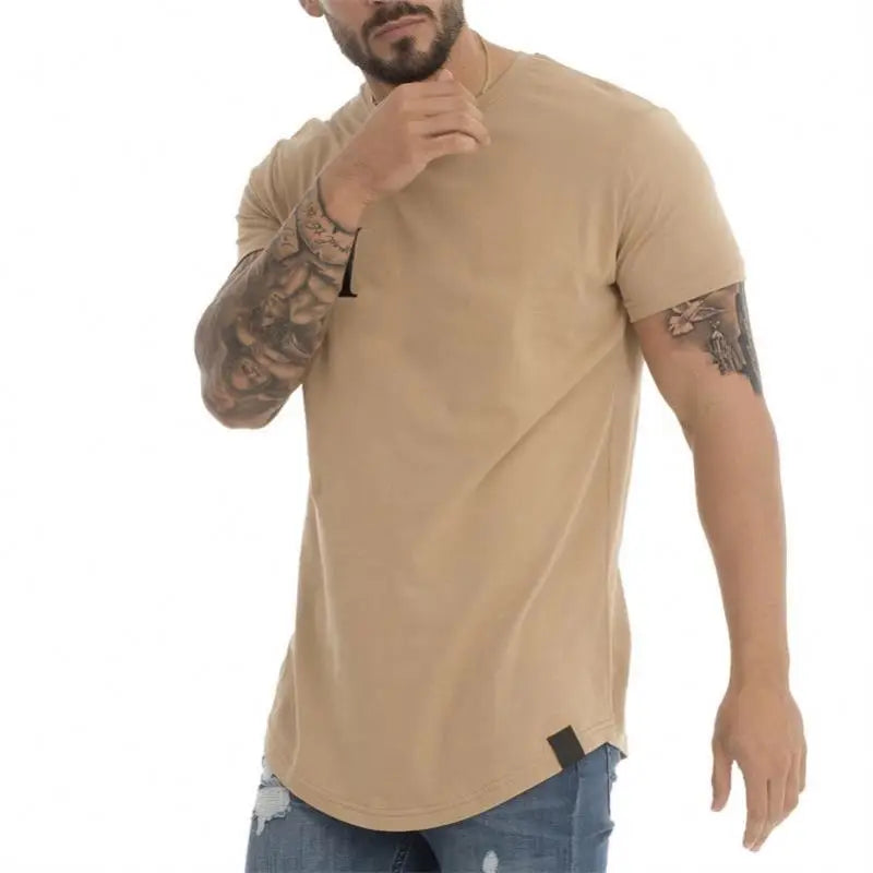 Wholesale Custom logo Mens Curved Hem t Shirts for Men Sports Wear Tshirt Custom Printed Cotton T-shirt Men