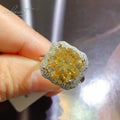 Silver 925 Original 5 Carat Brilliant Cut Diamond Test Past Sparkling Yellow Moissanite Cushion Ring for Women Fine Jewelry