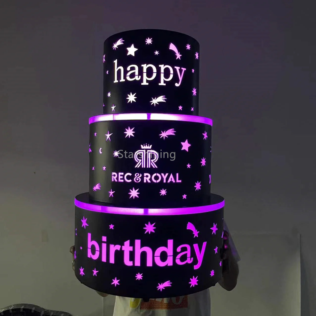 Customized Logo 3 LED CAKE Bottle Service Presentation Custom Logo Vip Bottle Presenter VIP LED Birthday Cake Bottle