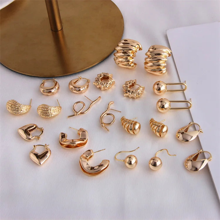 New Design Custom Beautiful 16k Gold Plating Cute Hoop Earrings Fashion Women Stud Earrings