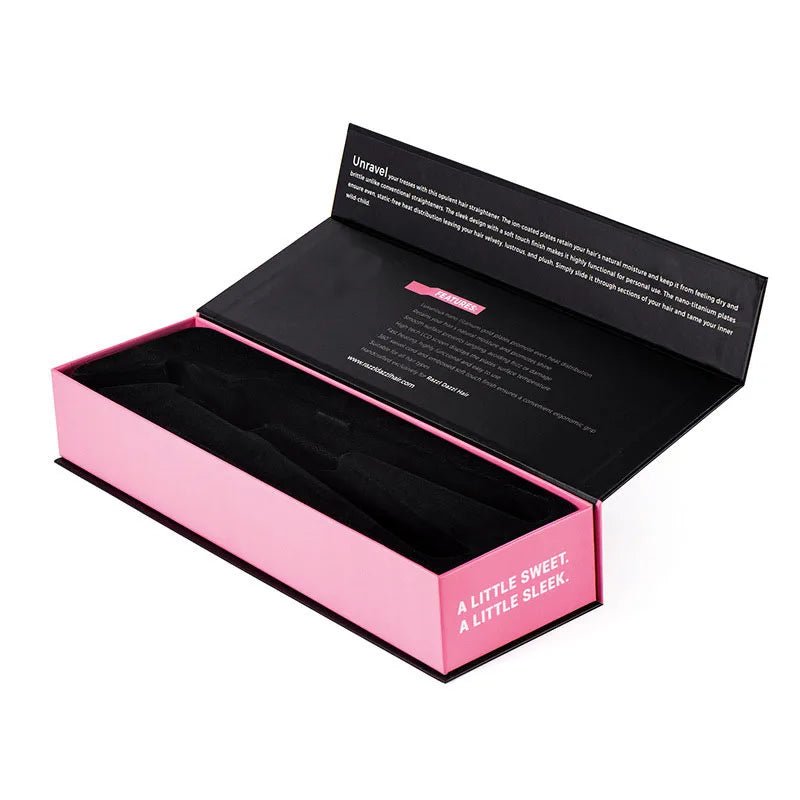 Luxury Custom Paper Packaging Box for Hair Straightener Gift Recycled Materials Matt Lamination Embossing UV Coating Sponge