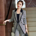S-4XL New Gray Contrasting Casual Suit Jacket for Autumn and Winter Commuter Pants for Women