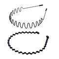 6pcs Black Color Zigzag Wavy Headwear for Daily Use Yoga Sports Headband Metal Non slip Hairband Man Unisex Headband for Men