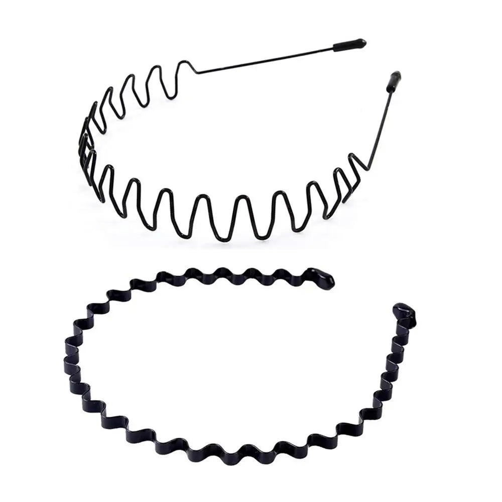 6pcs Black Color Zigzag Wavy Headwear for Daily Use Yoga Sports Headband Metal Non slip Hairband Man Unisex Headband for Men