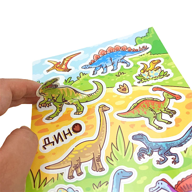 Eco-Friendly Cartoon Animal Sticker Set Waterproof Vinyl Dinosaur Stickers Boy Girl Kids Cute Children Cartoon Label