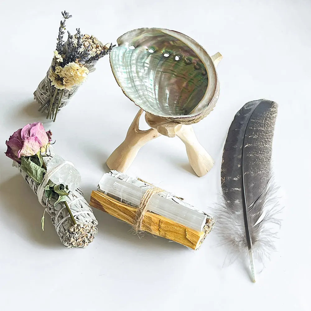 Palo Santo White Sage 4 Inch Smudge Sticks Kit Home Cleansing Incense Aromatic Purification Rose Lavender Flower for Diffuser