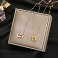 Lateefah OEM Hollow Heart Necklace Stainless Steel Love Double Heart Pendant Necklace Women's Jewelry