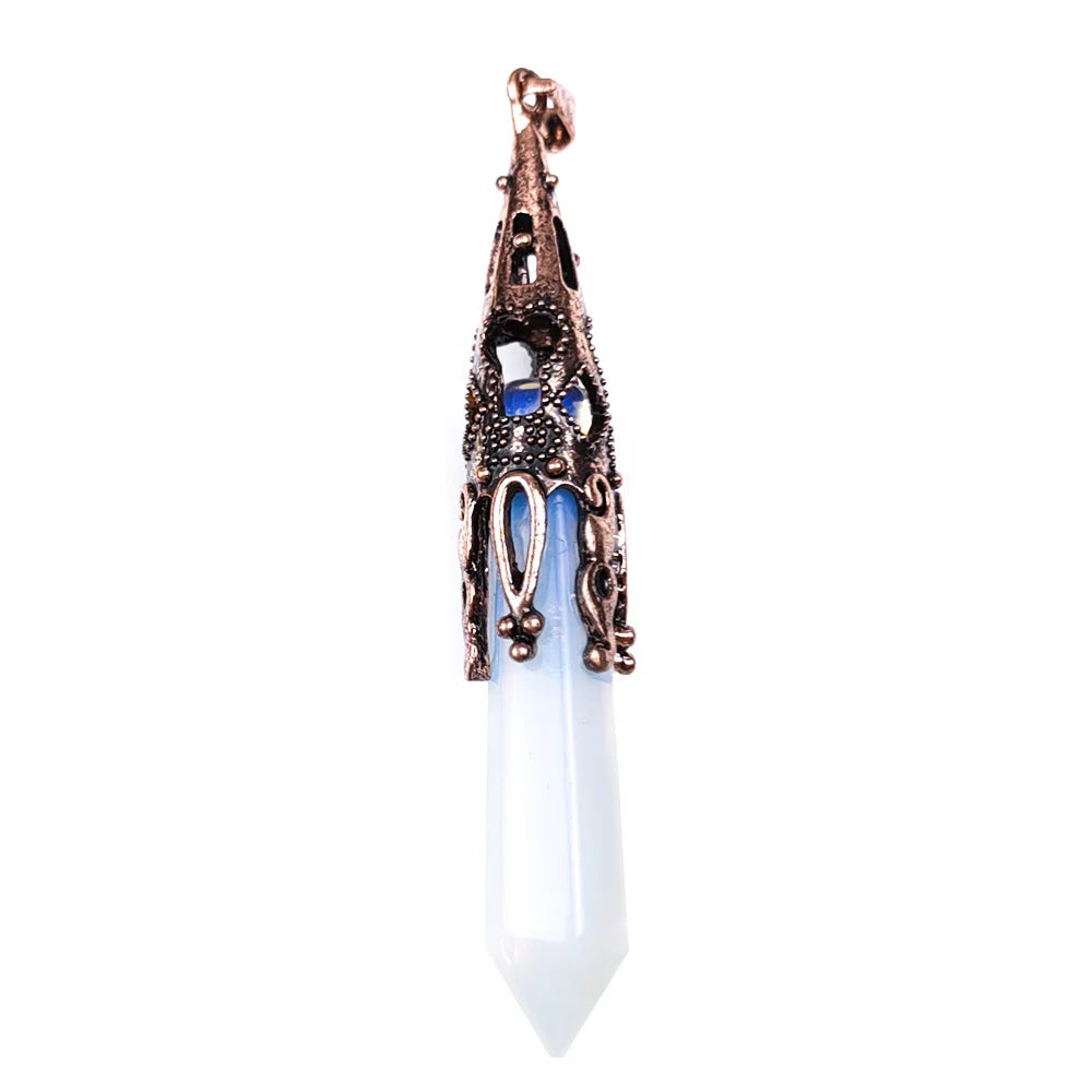 HY Fashion design point wand pendulum gemstone necklace energy pendulum ornament for decoration sale