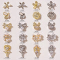 Paso Sico 3D French Style Magic Diamond Zircon Pearls Bow Nail Art Charms with Shimmer Color Luxury Nail Accessories