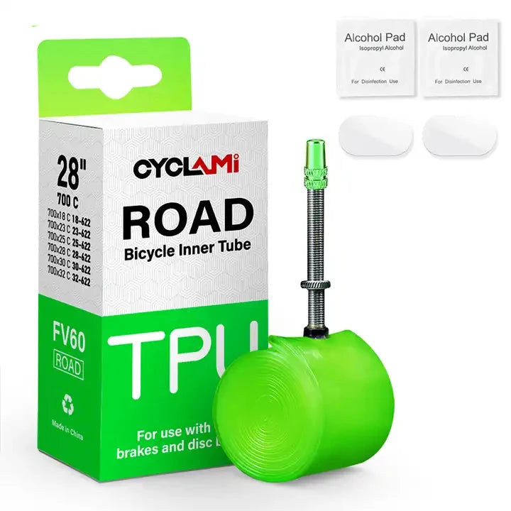 Cyclami 38g TPU Inner Tube 700C Ultralight for Road Bike Bicycle Tyre Presta 45mm 60mm 80mm FV Valve With Free Repair Patches