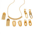 Minimalist Stainless Steel 18k Gold Plated Cuban Chain Necklace Long Chain Stud Tassel Chunky Earrings Set