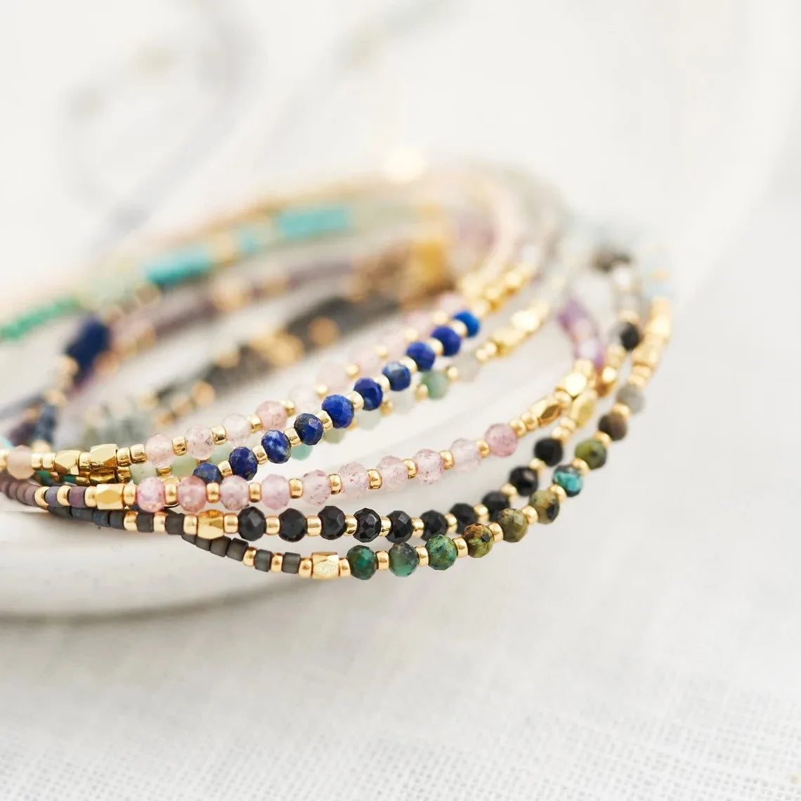 Go2boho Adjustable Multicolor Crystal Faceted Beaded Bracelets for Women Handmade Dainty Minimalist Jewelry Gifts