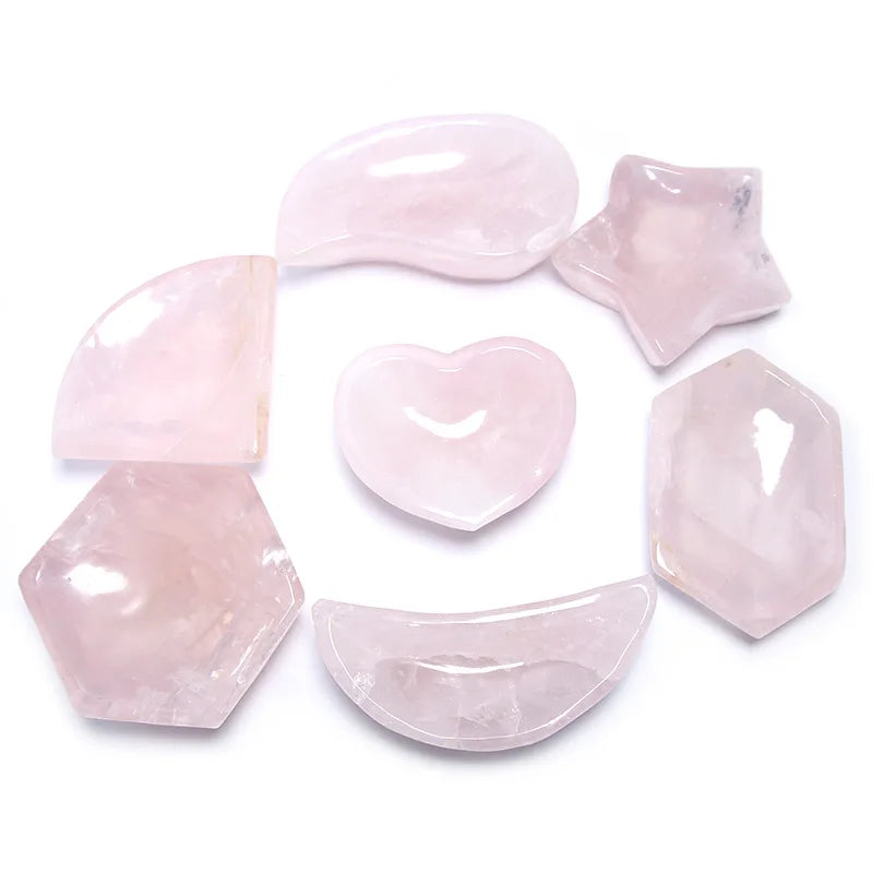 natural gemstone Rose Quartz Polished Carved Ashtray or Bowl Folk Crafts