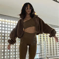 New Arrival Fashion Plush Jacket Zipper Loose Jacket High Neck Long Sleeve Casual Jacket