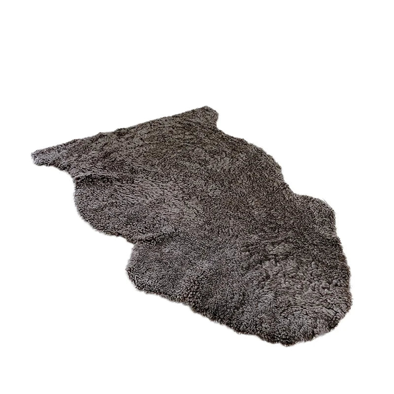 Sample Support Wholesale Home Curly Wool Throw Rug Shearling Carpet Animal Fur Area Rug Big Size Blanket Real Fur Curly Fur Rug