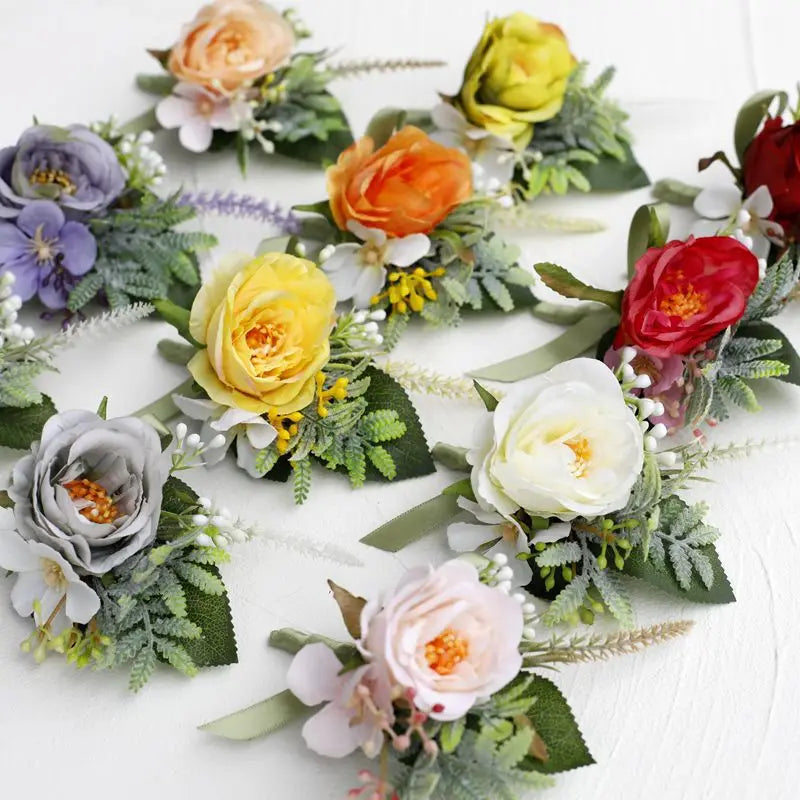 L06638 Wholesale Decorations Wrist Corsage Table Decorations Dusty Rose pink Corsages White Rose Wrist Corsage Flowers
