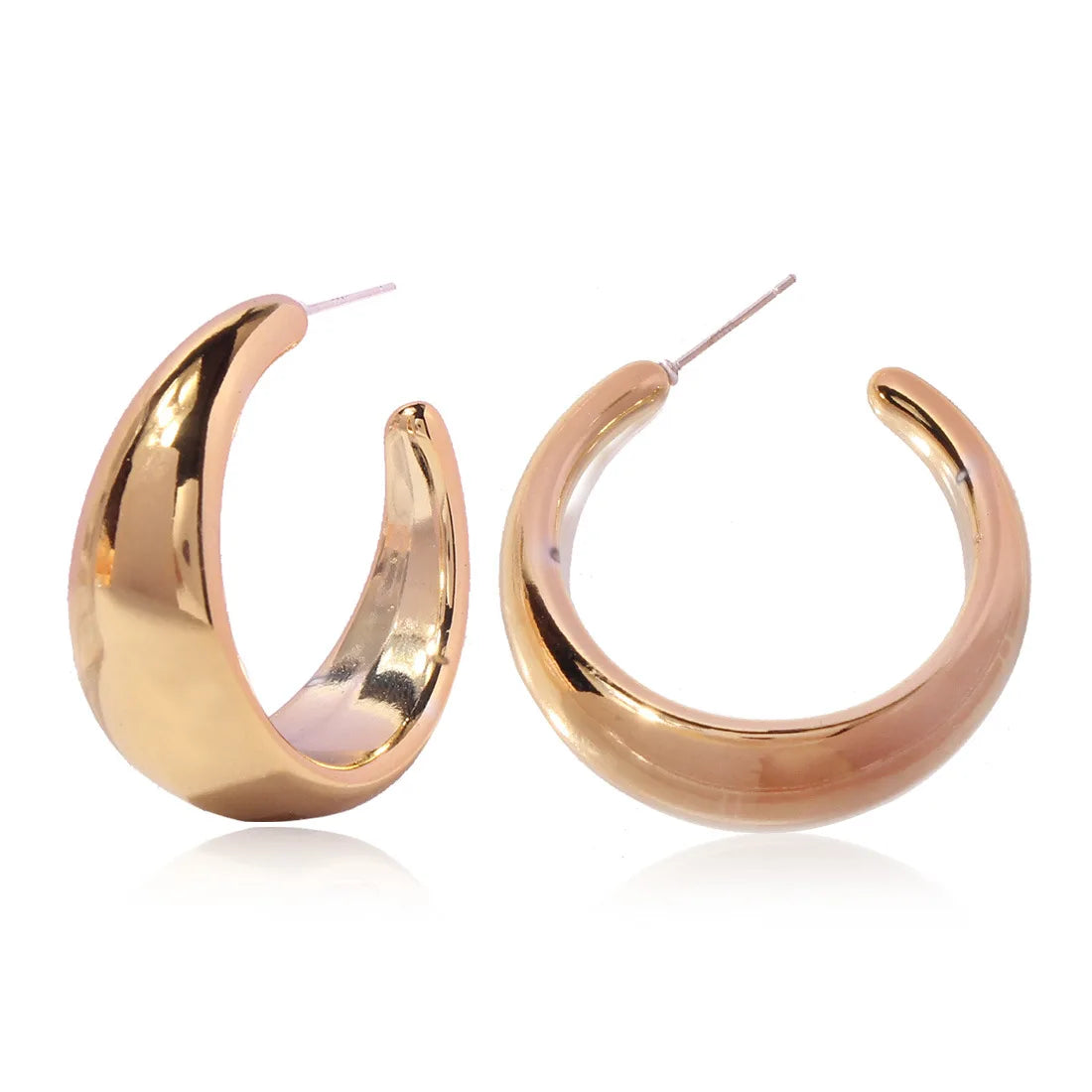 Acrylic Trendy Gold Plated Hoop Earrings with Versatile Temperament and Simple Design for Women's Fashion