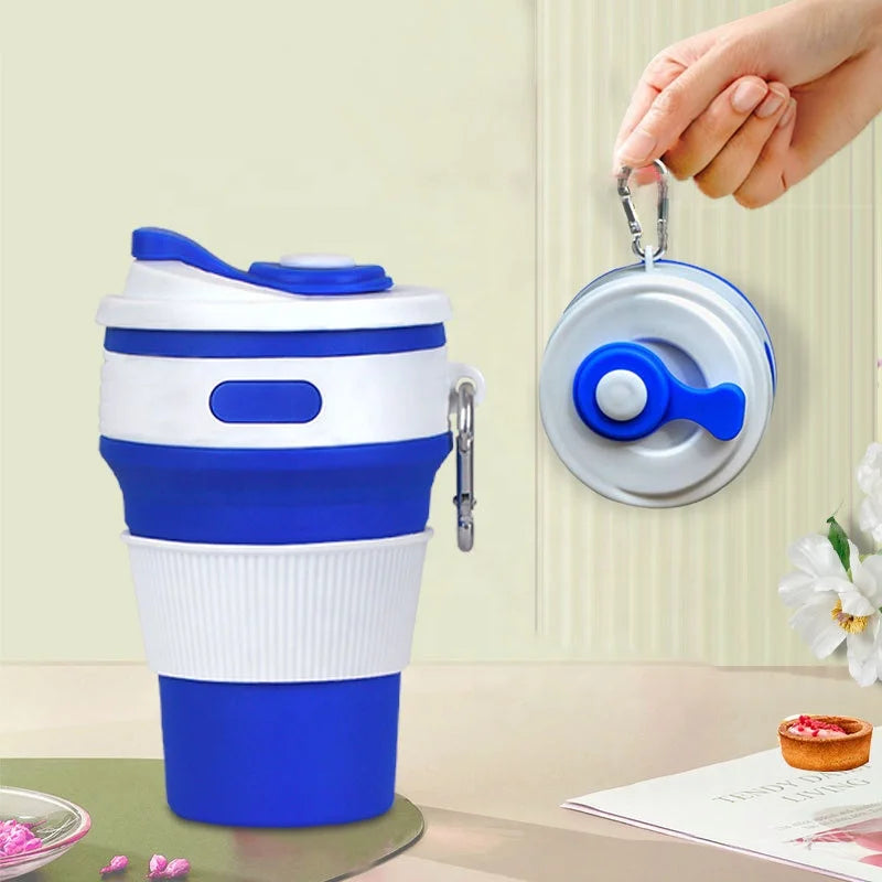 Hot Selling Eco-Friendly Portable Foldable Reusable Collapsible Travel Silicone Coffee Mug Cup With Lid