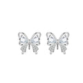 New Design Butterfly Earrings 925 Sterling Silver Cubic Zirconia Bowknot Hollow Gold Stud Set for Women Fine Jewelry Wholesale
