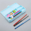 Translucent Frosted Macaron Double-Sided Plastic Pencil Case Multi-Functional Double-Layer Stationery Storage Box for School