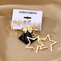 6Pcs/Set Punk Style Star Pearl Earring Set for Women Jewelry