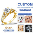 Fine Jewelry butterfly Filigree Design 2ct Moissanite Engagement Rings for Women Sterling Silver
