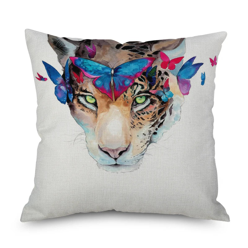 Flamingo Square Pillowcase Wolf Colorful Tree Home Decoration Car Sofa Cushion Cover
