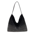 2024 Hot Luxury Women Gradient Black Color Sparkly Party Hobo Bucket Handbag Hobo Silver Rhinestone Shoulder Underarm Bag
