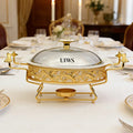 Luxury Hotel Equipment Ceramics Food Buffet Warmer 11/13inch Round Chafing Dish for Wedding Party