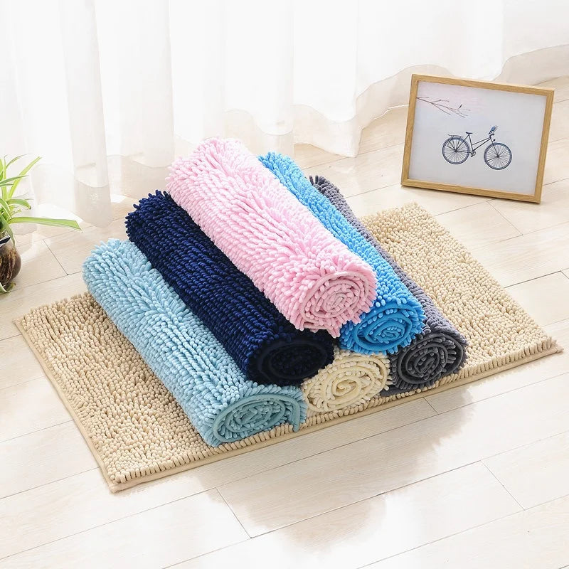 Microfiber Chenille Plush Non-Slip Bath Door Mat Extra Soft Absorbent for Home Car Camping & Picnic