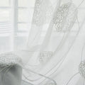 XinLan White Floral Embroidered Sheer Curtains  Living Room Modern Tulle Drapes Bedroom Voile Curtain