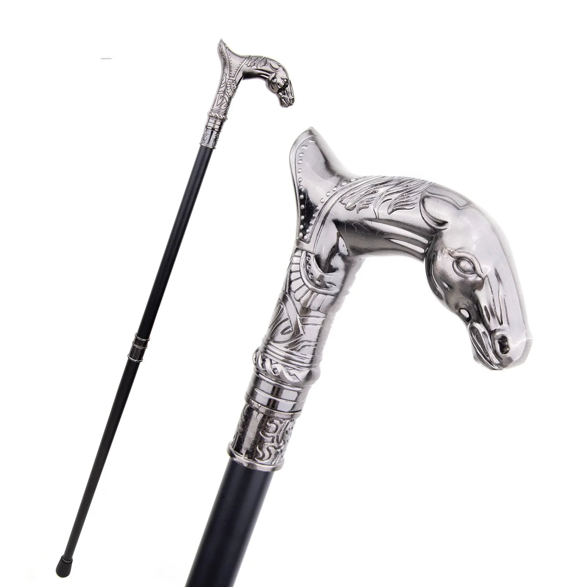 British Retro Walking Stick Metal Ornaments Metal Horse Head Walking Canes Gentleman's Stick 30 Alloy Fashion Hiking 93