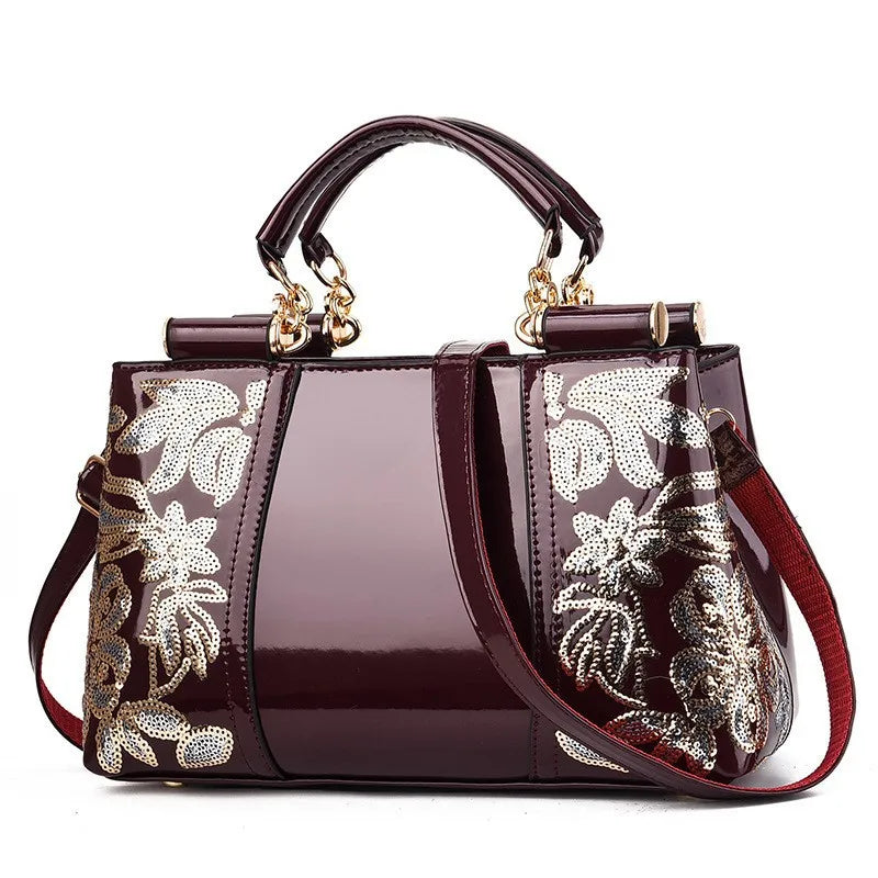 Women PU Leather Handbags Large Capacity Tote Top-handle Embroidery Shoulder Bag Crossbody Bags