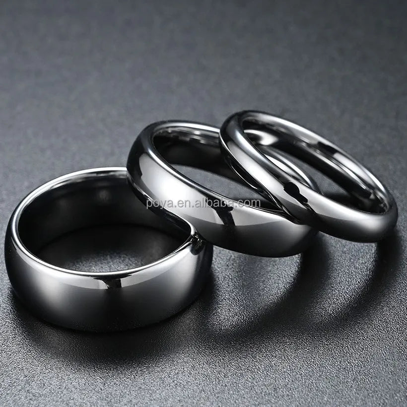 Poya K Ready to Ship Polished 8mm 6mm 4mm Tungsten Carbide Rings for Men