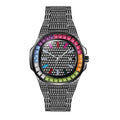 Luxury Fashion Gold Plated Full Iced Rhinestone Quartz Analog Glass 43mm Square Wristwatch Stainless Steel Band Unisex Diamond