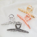 Large Ponytail Holder Clamp Colored Golden Black Chain Twist Cross Metallic Hair Claw Metal Claw Clip