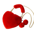 New Women Plush Handbag Designer Heart-shaped Shoulder Messenger Bag Plush Love Crossbody Bag Hairball Clutch Wallet