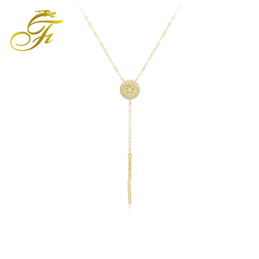 2023 Hot Sale Custom 18K Gold Jewelry Necklaces Fashionable Link Chain with Zircon Main Stone Real Gold Accessories