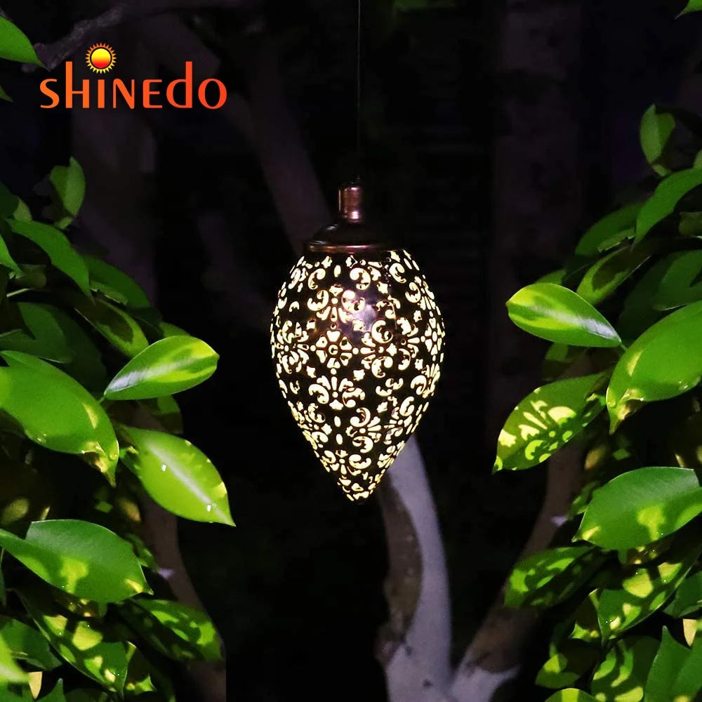 Customized Outdoor Waterproof Metal Hanging Solar Garden Light Iron Made Decorative Hanging Solar Lantern Decoration Lamp Garden
