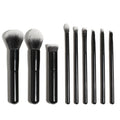 Cruelty Free Wood Handle Foundation Eye Brush Custom Logo Professional 9pcs Black Cosmetic Brushes in Stock