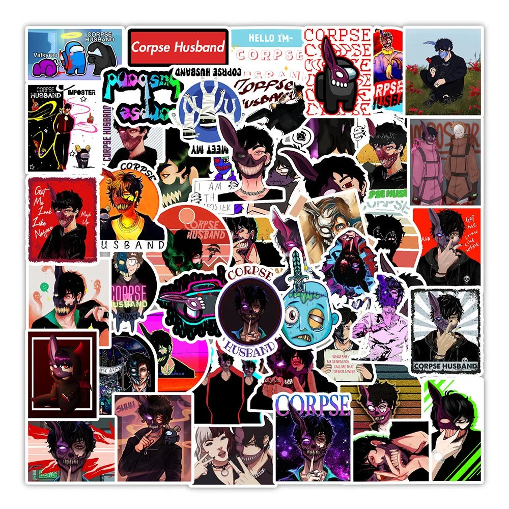50Pcs Corpse Husband Anime Cool Zombie Vampire Sticker For Boy Girl Notebook Phone Waterproof Diy Graffiti Stickers