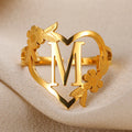 Wholesale Light Luxury Gold Plated Jewelry Non Tarnish Stainless Steel Open Ring Meaningful 26 Letters Ring Gifts for Women