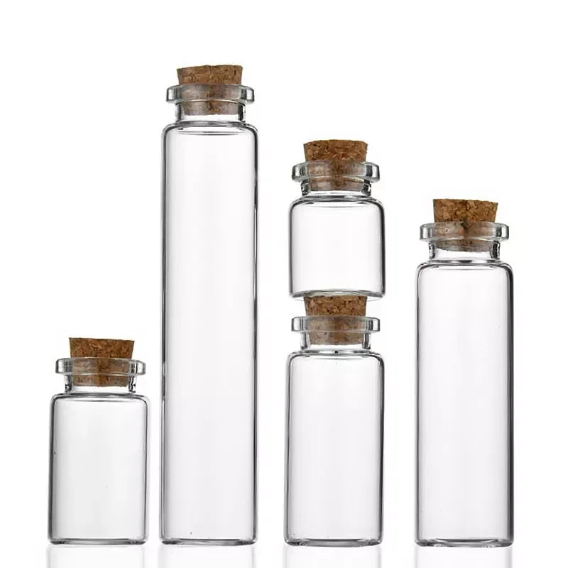 Wholesale Mini Clear Glass Wishing Drift Bottle Vials with Cork Sealed Eco-Friendly Recyclable Screen Printing DIY Craft