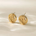 New Design Fashion High Sense Retro British Style Pop Ladies Circle Irregular Brass Gold Silver Stud Earrings