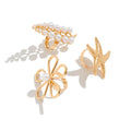 European and American Fashion Alloy Pearl Inlaid Tree Shaped Ring Set for Women