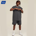 YLS 2023 Custom Logo Private Label Plus Size Summer Men's 100% Cotton Tracksuit Set Tank Top & Shorts
