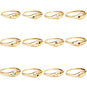 Fine Silver 925 Rings New Symbol 12 Birth Months Astrology Horoscope Gold Plated Zodiac Sign Jewelry Ring