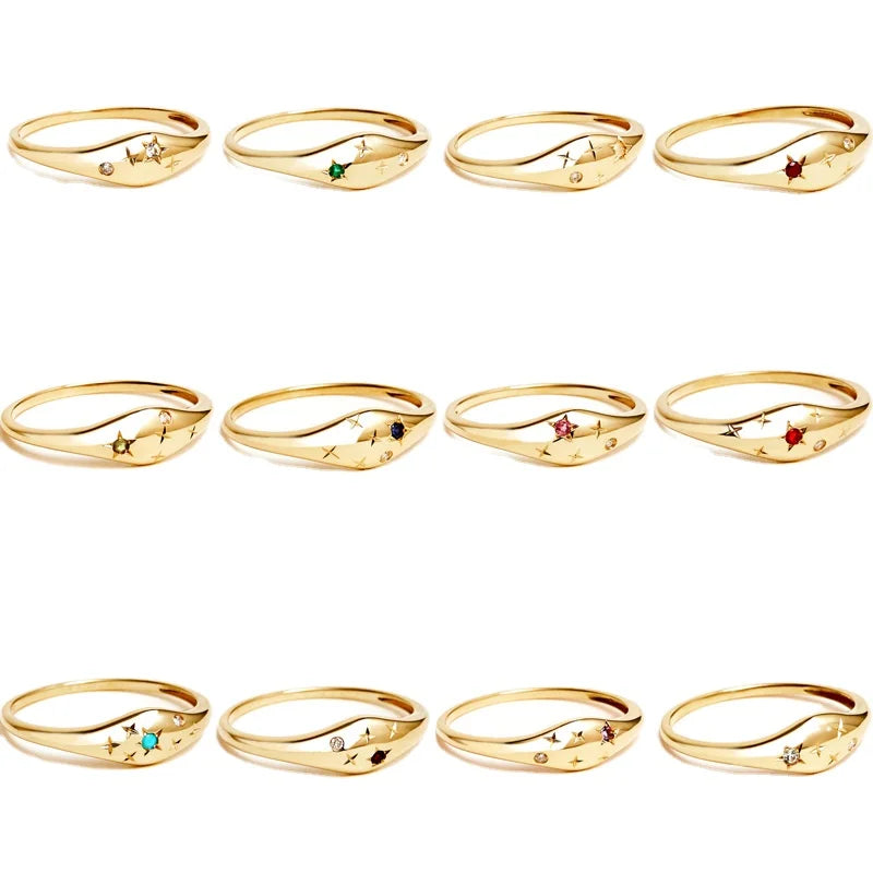 Fine Silver 925 Rings New Symbol 12 Birth Months Astrology Horoscope Gold Plated Zodiac Sign Jewelry Ring