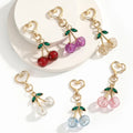 High Quality Handbag Charm Pink Red Purple Glitter Resin Fruit Cherry Pendant Keychains for Bag Key
